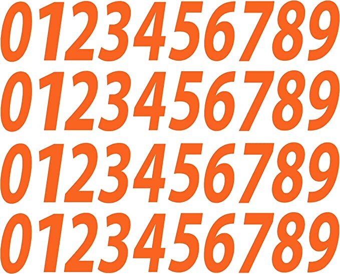 0-9 Reflective Numbers Orange Sticker Vinyl Decals CHOOSE 1″-12″ Set Of 40 (RV1)