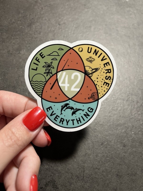 42 ~ The Answer to Life, Universe, & Everything - Sticker, HitchHikers Guide gallery