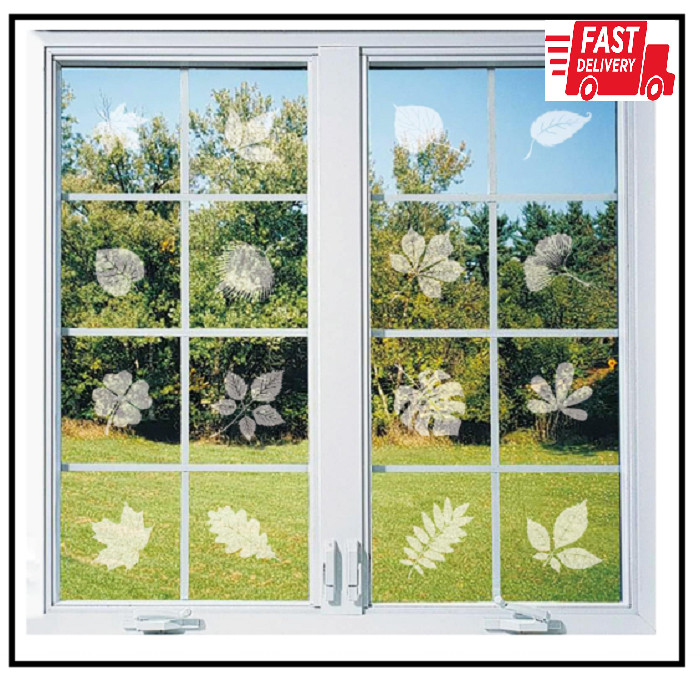 Window Decals for Bird Strikes,52 Pieces Large Leaf Shape anti Collision Window 