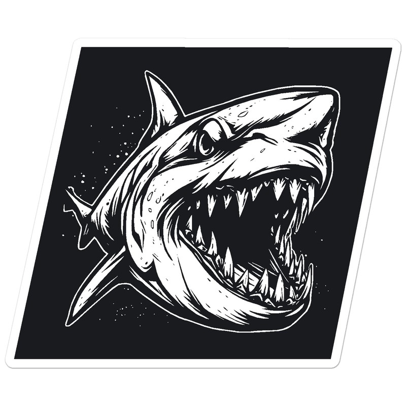 Black + White Shark – Vinyl Decal Sticker – Car Window Laptop – ebn9765
