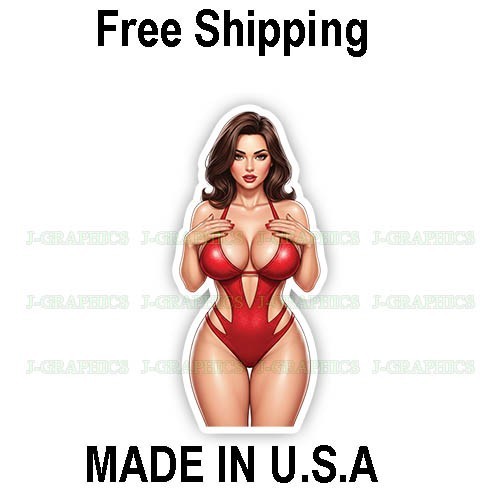 Pinup girl sticker vinyl decal cut out busty cheeky sexy seductive P