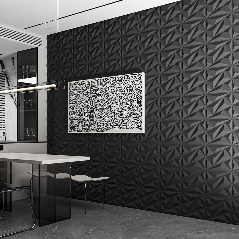 33 Pack 3D Diamond Textured Wall Panels - Elegant PVC Décor, Covers 32 Sq.Ft. gallery