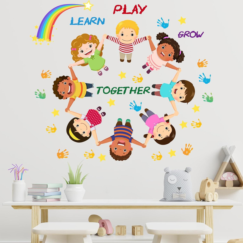 Peel and Stick Kids Wall Decals – Educational Rainbow & Diversity Stickers for N gallery