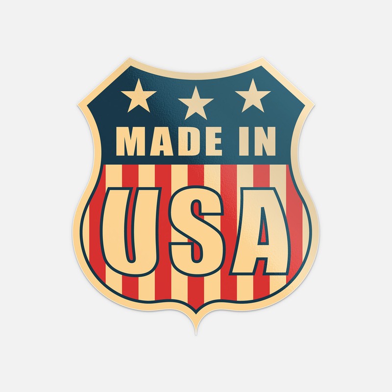 Made In USA Flag Police Emblem Badge Vinyl Sticker Decal