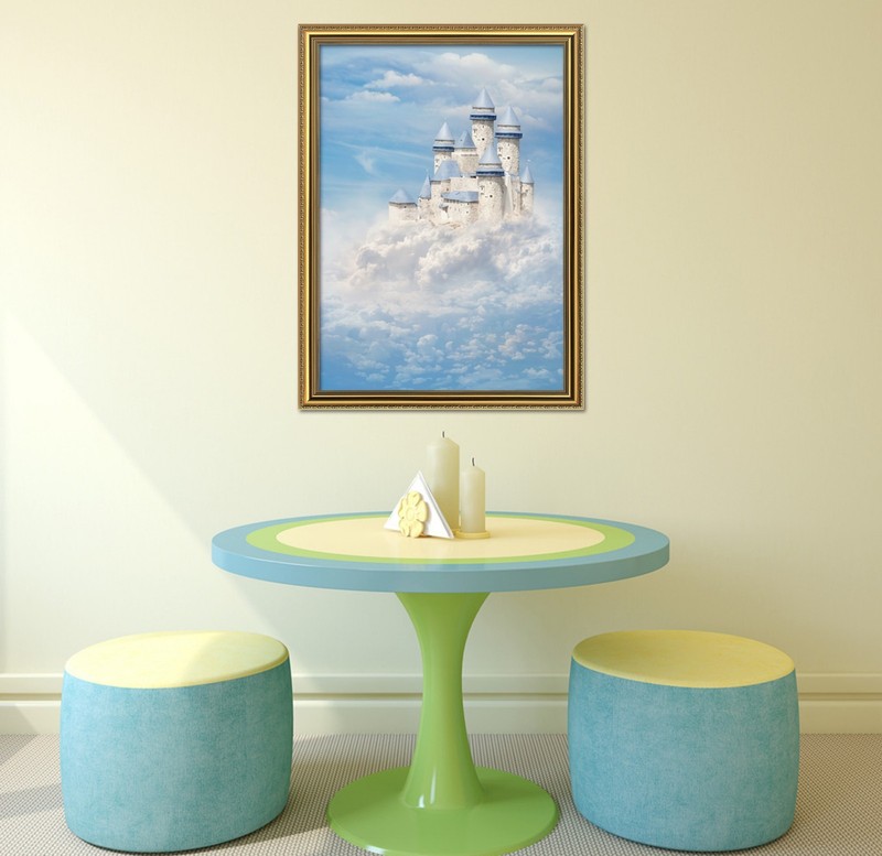 3D Castle Sky Dream 5 Fake Framed Poster Home Decor Print Painting Unique Art