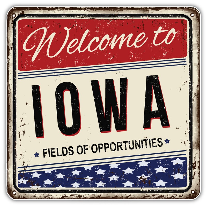 Iowa USA State Retro Grunge Emblem Car Bumper Sticker Decal “SIZES”