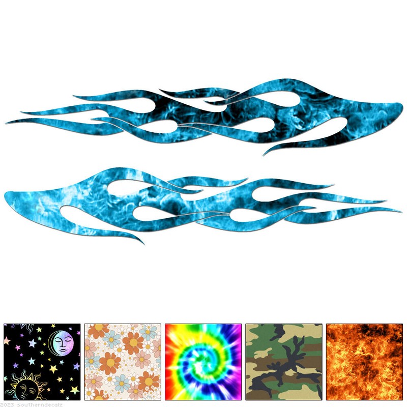 Pair Flames Fire - Decal Sticker - Multiple Patterns & Sizes - ebn7290