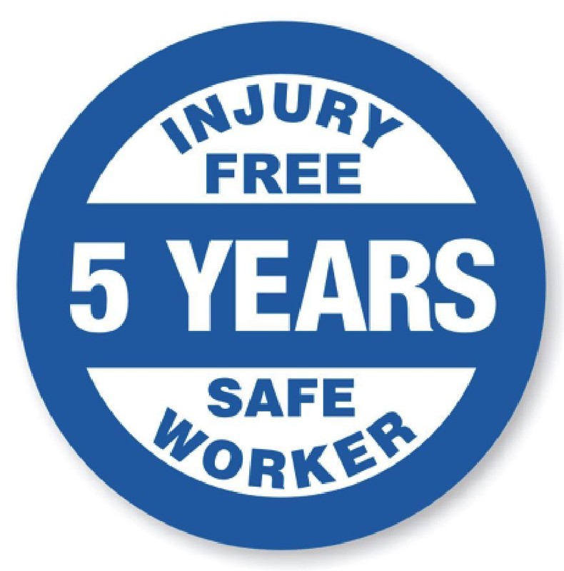 5 Year Safe Worker Award Hard Hat Decal Hardhat Sticker Helmet Label H113