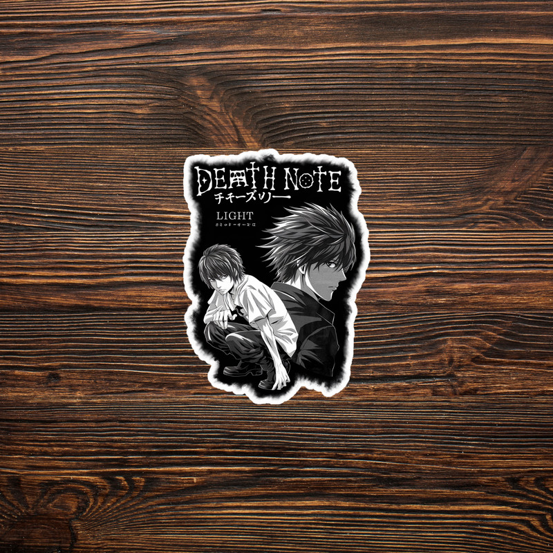 Death Note Light Yagami Anime Sticker for Fans – Black and White Manga Art #2313