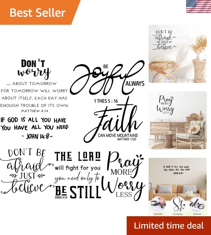 Bible Verse Wall Stickers Inspirational Quote Wall Decals Religious Motivatio…