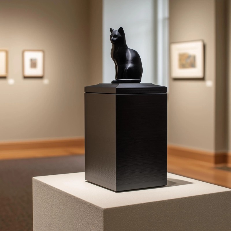 Cat Figurine Pet Ashes Urn | 3D Printed Modern Memorial Keepsake Box for Cat or