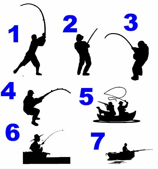 Fishing Silhouettes Vinyl Sticker/Decal PICK ONE Many Colors & HTV Too