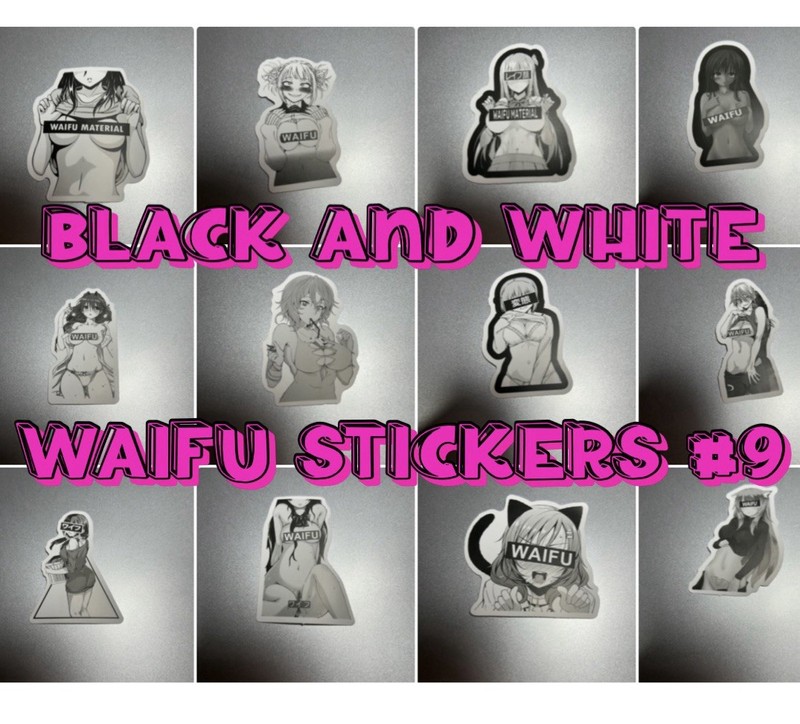 black and white waifu lewd sexy girl stickers #9