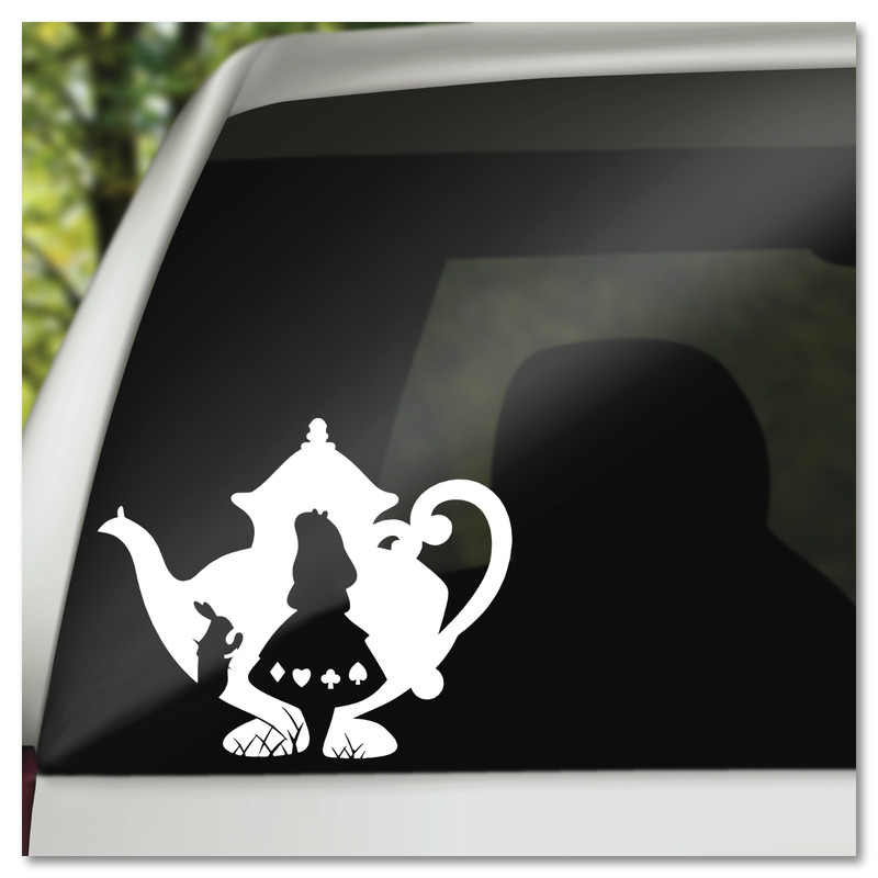 6″ Alice in Wonderland White Rabbit in Teapot Vinyl Decal Sticker