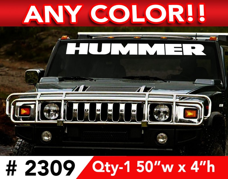 HUMMER SOLID WINDSHIELD DECAL STICKER 50″ x 4″ ANY 1 COLOR