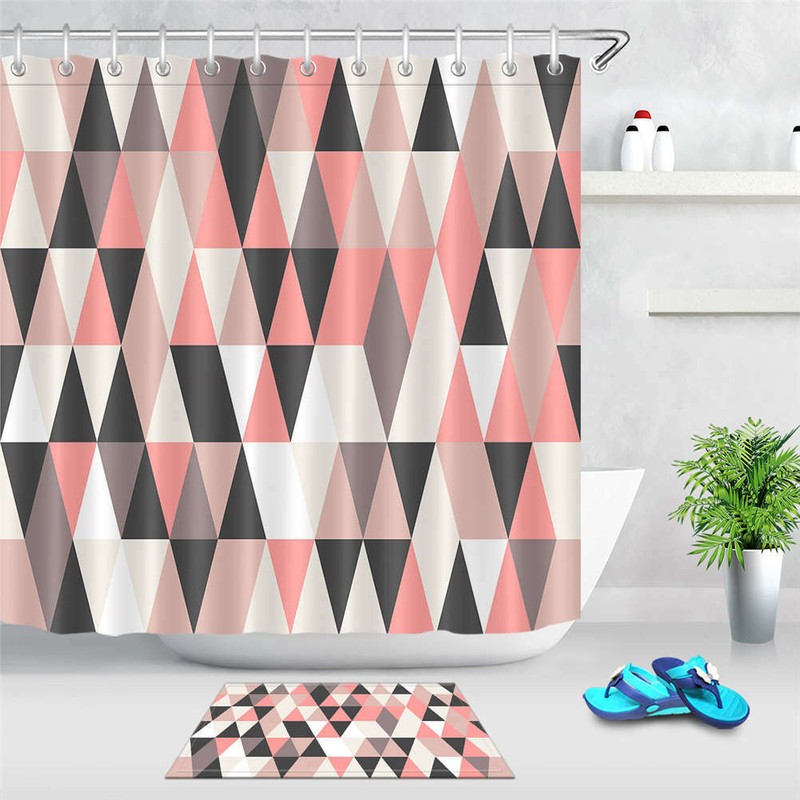 Geometry Waterproof Bathroom Polyester Shower Curtain Liner Water Resistant