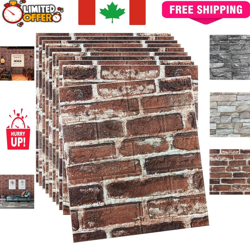 Decorate with 10PCS Red Faux Brick 3D Wall Panels – Easy Installation and Clean