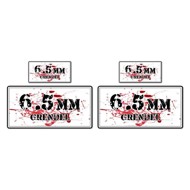 6.5 Grendel Ammo Box Set, Vinyl Decal Sticker, 2@ 1″x2″ & 2@ 2″x4″, #8464