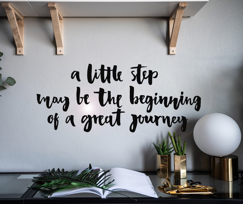 Vinyl Wall Decal Inspiring Quote Little Step Stickers 28.5 in x 12 in gz090
