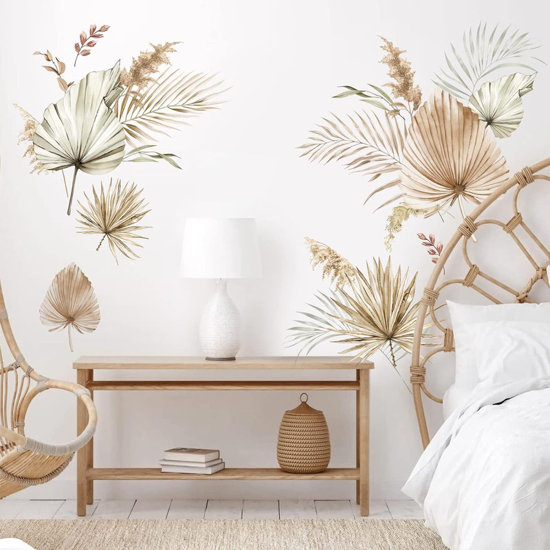 Boho Palm Leaves Wall Decals Large Leaf Plants Wall Stickers Decor Bedroom Livin gallery