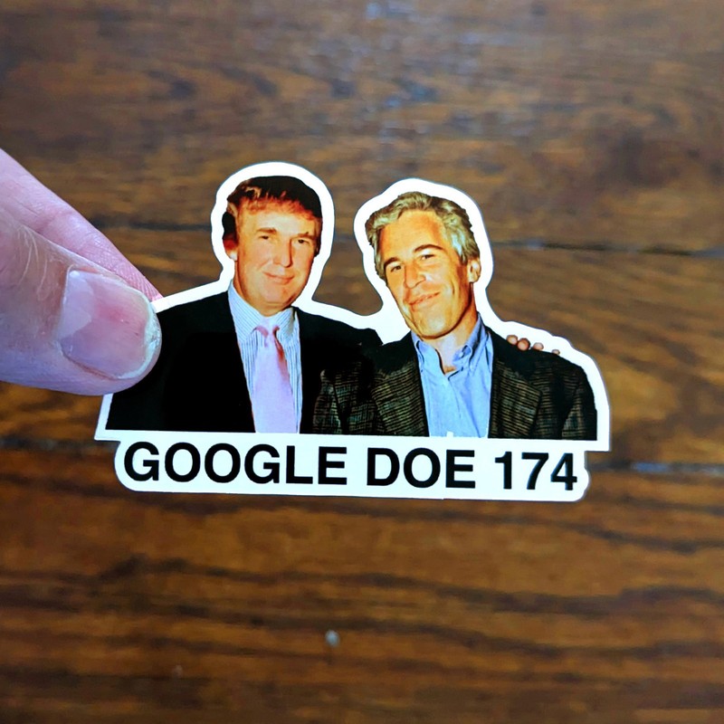 Donald Trump with Jeffrey Epstein "GOOGLE DOE 174" Sticker Pack Anti-Trump gallery