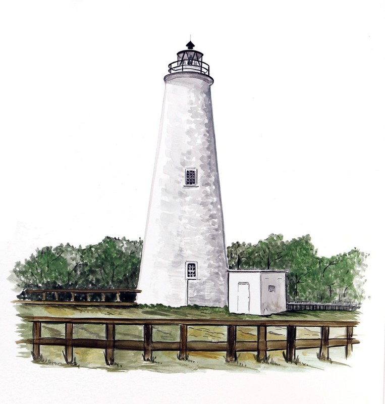 Decal Vinyl Sticker Ocracoke Lighthouse - Printed Vinyl Decal Made in USA