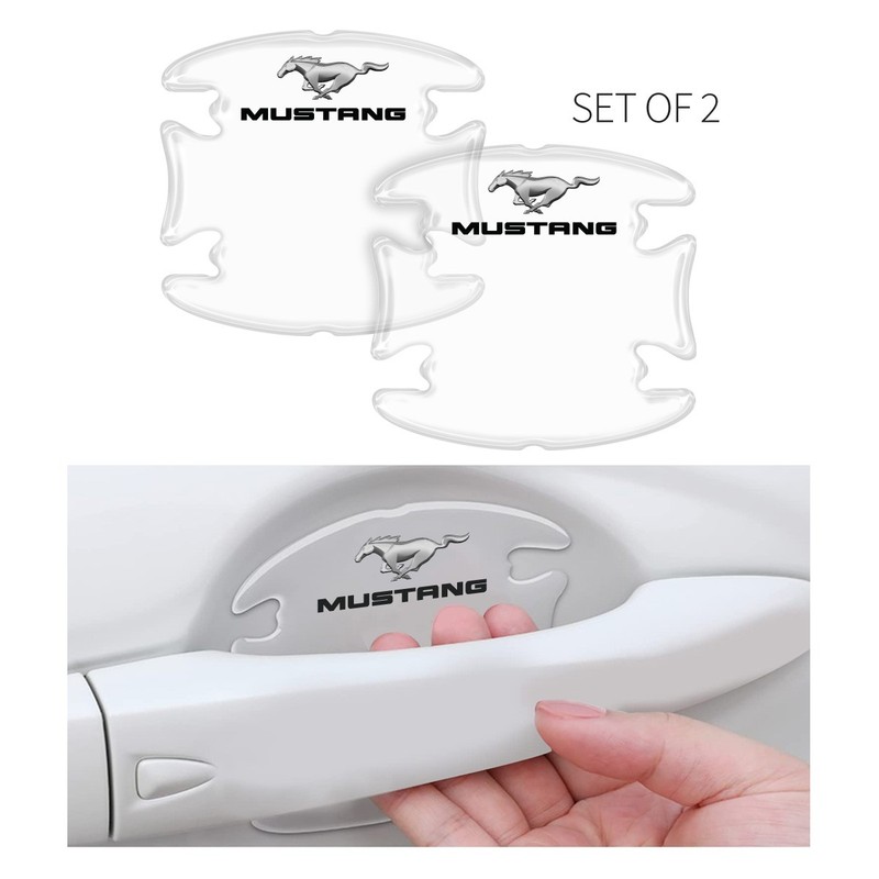 Ford Mustang Universal Car Door Handle Cup Protector Clear Decal Stickers, Pair gallery