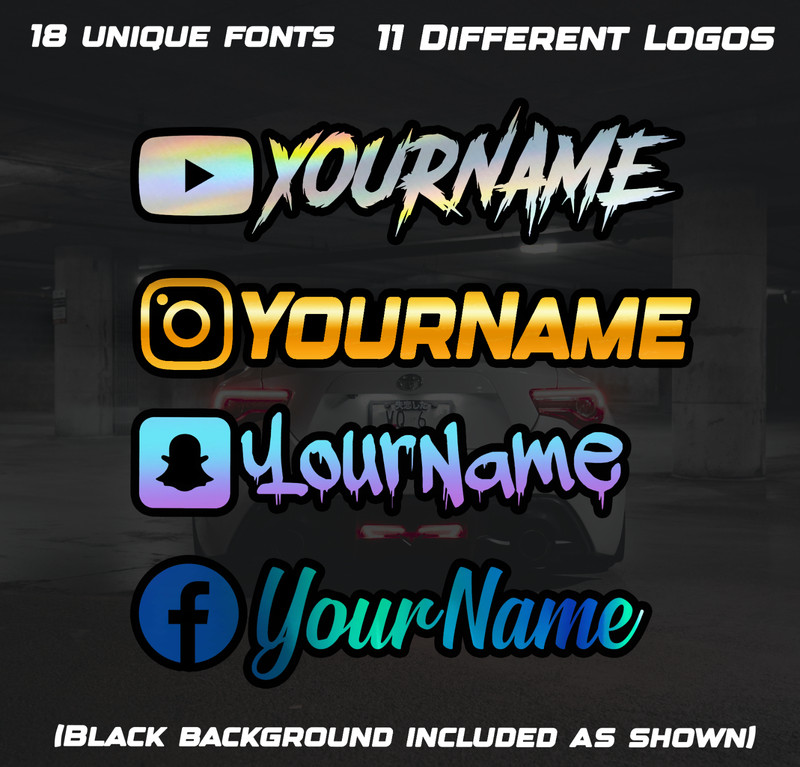 Social Media Vinyl Decal Sticker With Background – 8 inch Personalized Sticker