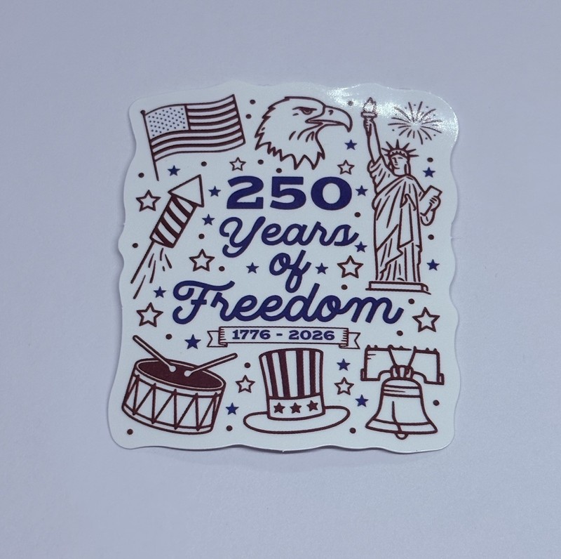 “250 Years Of Freedom” Sticker USA Anniversary Art Decal Vinyl Journal Tc9
