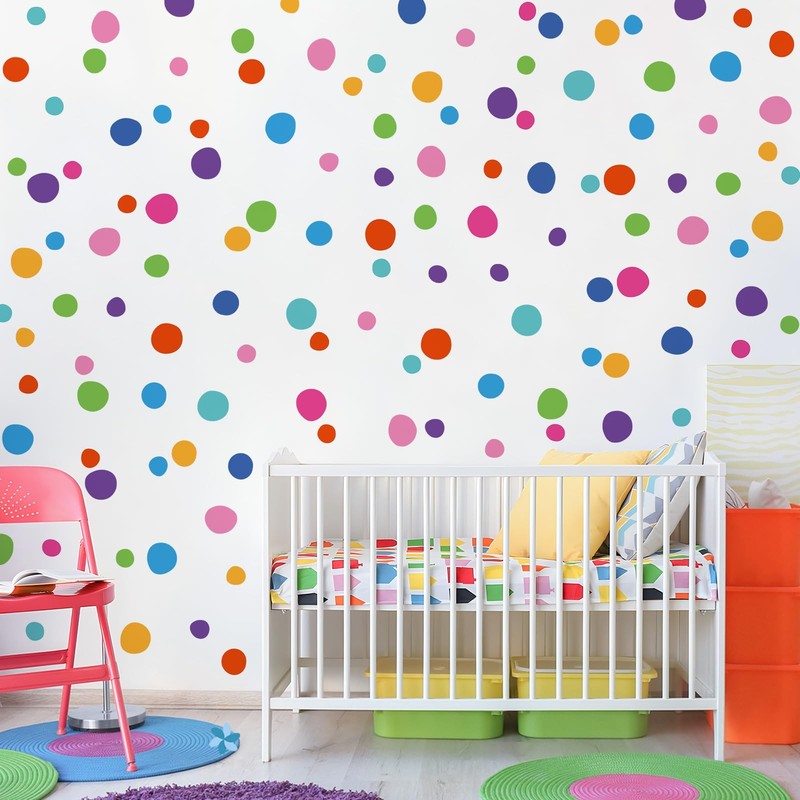 10 Sheets Polka Dot Wall Decals Irregular Colorful Dots Wall Stickers Peel an... gallery