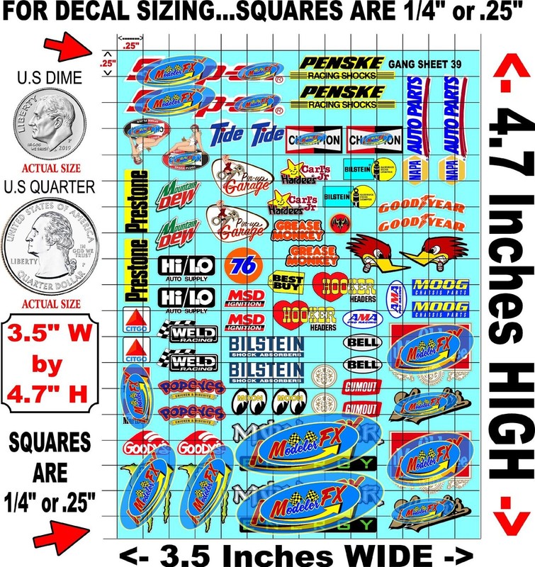 Clear Matte Vinyl Sticker Sheet 39-R/C MODEL Decal fits 1/24-1/16 Scale DIE-CUT gallery