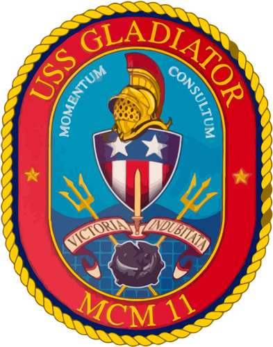 MCM-11 USS Gladiator Badge Sticker Decal Avenger Class