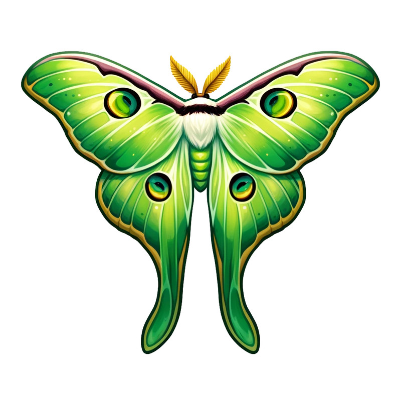 Green Luna Moth Sticker Lime Green Fantasy Moth Vinyl Decal Art