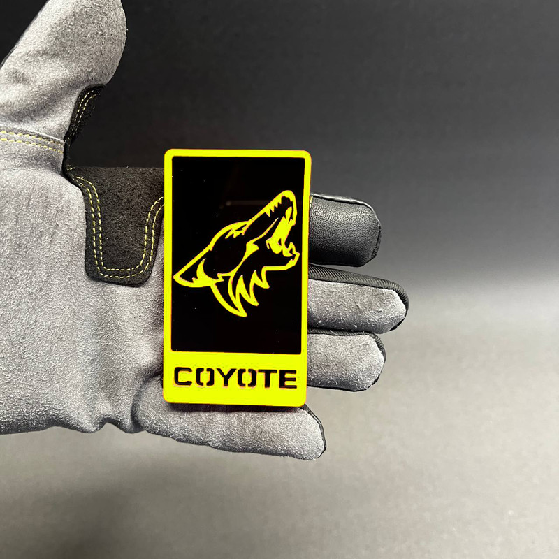 YELLOW -BLACK Coyote Car Badge Emblem Grill – Trunk Aggressive Racing Tailgate