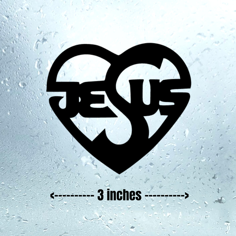 JESUS HEART Vinyl Decal Sticker Car Window Wall Bumper God Love Christ Bible