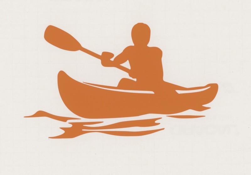 1 Kayak Decal Sticker 6″ Orange Canoe Kayaking Decals Truck Car Trailer