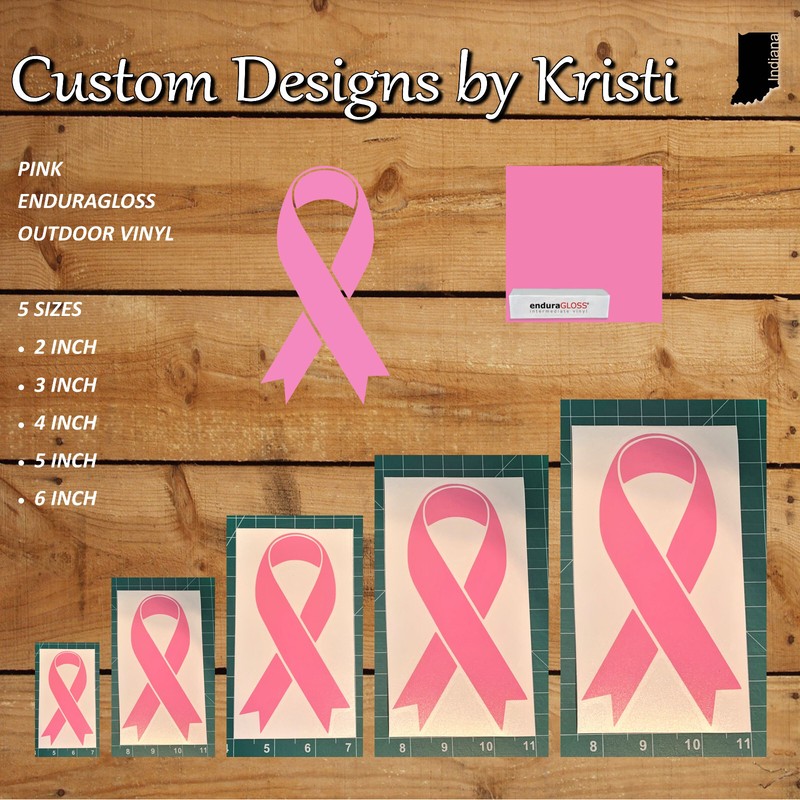 BREAST CANCER PINK RIBBON – OUTDOOR VINYL DECAL / STICKER – 5 SIZES AVAILABLE