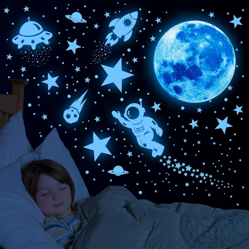531Pcs Glow in the Dark Stars and Planet Wall Stickers,Galaxy Astronaut Rocket S gallery