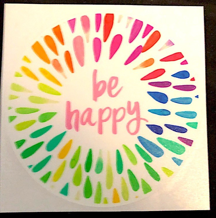 4 in. Vinyl DECAL / STICKER: Be Happy Rainbow Colors Raindrops 4″ Indoor/Outdoor