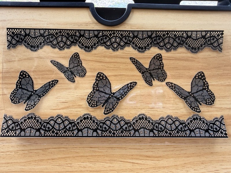 Black Butterfly & Lace Border UV DTF Wrap 16 OZ