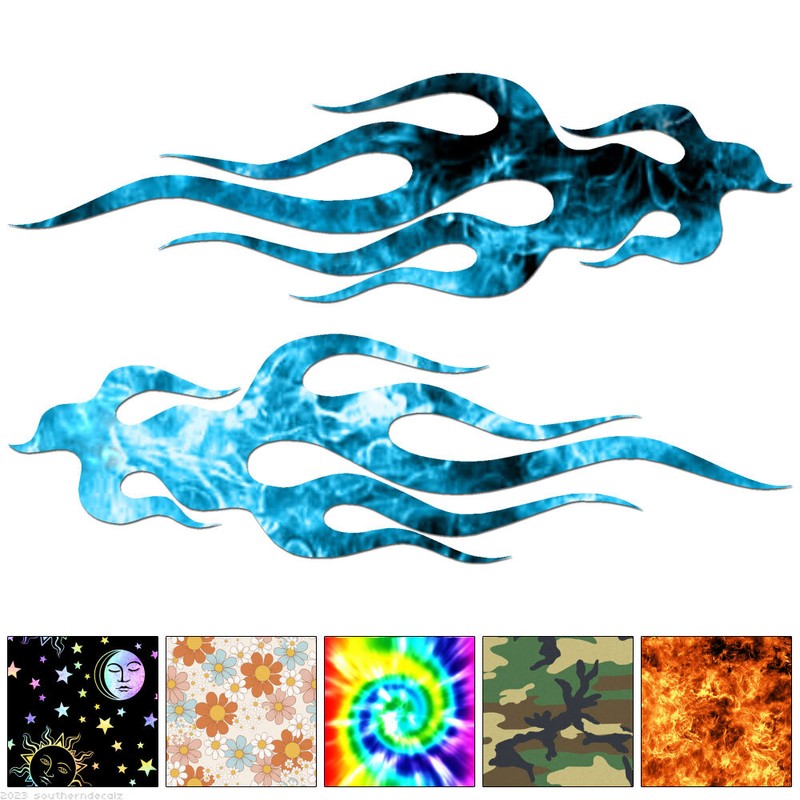 Flames Fire Pair – Decal Sticker – Multiple Patterns & Sizes – ebn7276