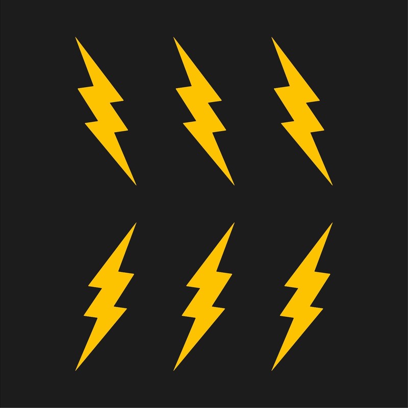 Set of 6 Lightning bolt Shape Version 2 Vinyl Decal shape symbol Sticker