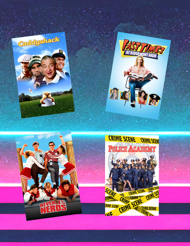80’s Comedy Movie Poster Style 4pc Sticker Pack