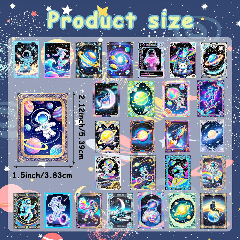 Holographic Space Water Bottle Stickers for Kids, 55 Pcs Glow in the Dark Astron gallery