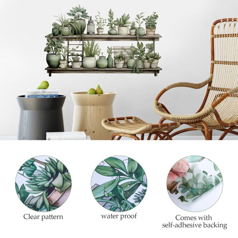 2 Set 3D Tropical Green Plant Wall Stickers Self-Adhesive PVC Home Decor Decals gallery