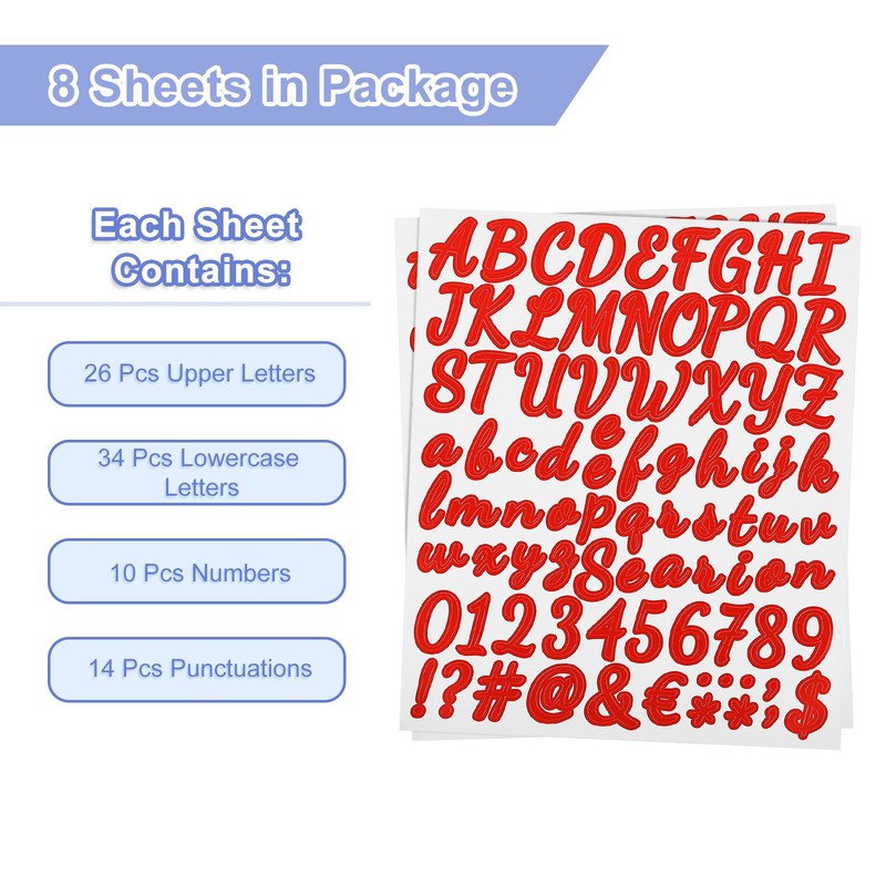 672 Piece Vinyl Stickers for Letters and Numbers (Red, 2.5cm) gallery