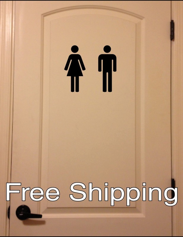 WOMEN MEN BATHROOM DECAL – wall vinyl sticker cute home decor girl boy FREE SHIP