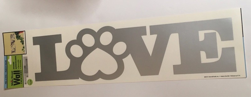 LOVE 🩶 PAW 🐾 SILVER WALL VINYL REMOVABLE DECAL Dog-Cat Animals Wall Art