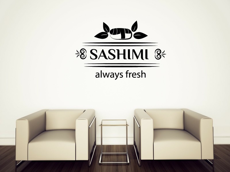 Vinyl Wall Decal Sashimi Japanese Sea Food Restaurant Asian Cuisine Logo (n1518)