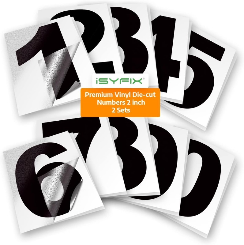 Complete Set of Self-Adhesive 2-Inch Vinyl Number Stickers - Indoor and Outdoor gallery